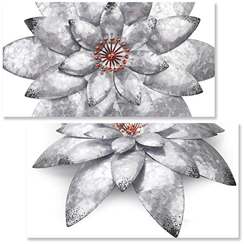 EASICUTI Bohemian Galvanized Metal Flower Wall Decor Metal Wall Art Decorations Hanging For Indoor Outdoor Home Bathroom Kitchen Dining Room Bedroom Living Room Or Wall Sculptures 12 Inch - color: Galvanized-b