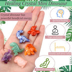 Seenelling 6 Pcs Crystal Dinosaur Figurines - Cute Stone Dinosaur Figures Statue Collection Decor for Women, Men, Desk, Garden, Home