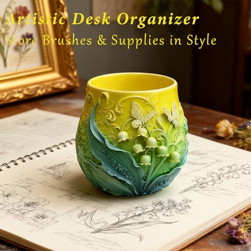 1 Pc Lily of The Valley Flower Epoxy Resin Jar Mold 3D Butterfly Candle Silicone Mold for Plant Flower Pot Candle Holder Jewelry Trinket Container Casting DIY Storage Craft Home Decoration - color: Flower Resin Mold