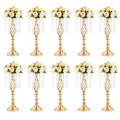 10 Pcs 19.3 inches Tall Crystal Flower Stand Wedding Road Lead Tall Flower Holders Centerpiece Crystal Flower Chandelier Metal Flower Vase for Reception Tables Wedding Supplies - color: Gold, size: Medium - 10 Pcs