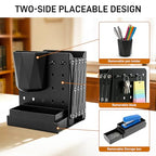 2 PCS Adjustable Bookends,19" Metal Book Ends for Heavy Books with Removable Pen Holder, Tray, and 4 Hook-up, Book Shelf Holder for Office, School, Bookstore, cookbooks