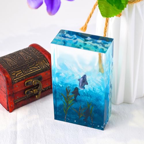 Large Rectangle Silicone Molds Resin Deep Epoxy Mold with Wooden Frame Support for DIY Flower Preservation, Bookends, Home Decor Art and Craft Projects (7.5x5.2x1.9in) - color: 7.5x5.2x1.9in