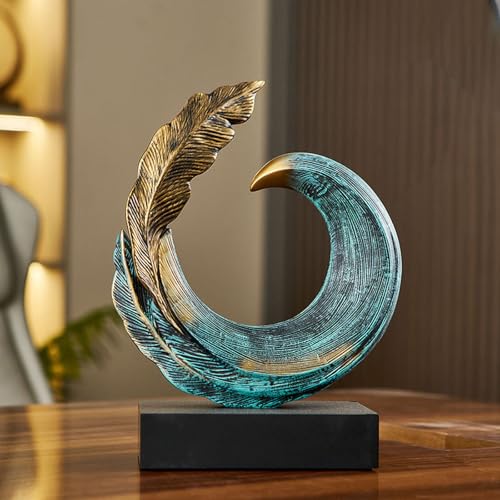 Abstract Art Sculpture, Resin Gold Decorative Statue, Modern Blue Ornaments for Living Room, Decorativas Modernas for Coffee Table/Entryway/Office Collectibles (Blue) - color: Blue