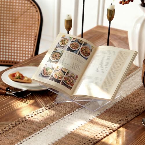 Acrylic Desktop Book Stand, Clear Angled Book Holder Display for Cookbooks, Magazines & Art Books, 12×7×5 in Slim Transparent Reading Stand for Desk & Coffee Table - size: 6mm Thick-12*7*5in