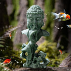 livelyfish Meditating Buddha Statue Zen Garden Statues Sandstone Thinker Buddha Sculpture Figurine for Fish Tank Aquarium Home Decorations, Gift (Fs) - size: Fs