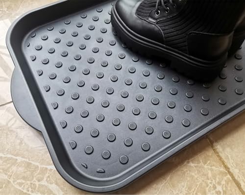 Boot Tray for Entryway,Hard Plastic Boot Mat,Shoe Tray,Shoe Mat for Indoor and Outdoor Use (Black dot (Hard Plastic), 29.5X14.9 inch) - color: Black Dot (Hard Plastic), size: 29" x 14" x 1.2"