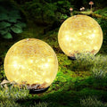 Garden Solar Ball Lights Outdoor Waterproof, 80 LED Cracked Glass Globe Solar Power Ground Lights for Path Yard Patio Lawn, Halloween Christmas Decoration Landscape Warm White(2 Pack 5.9'') - size: 5.9 Inch
