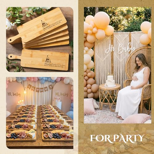 Nuenen 6 Pcs Wood Cutting Board with Handle 16.1 x 4.7 Inch Acacia Bamboo Wooden Serving Kitchen Chopping Boards for Pizza, Bread, Cheese, Charcuterie, Fruit, Vegetables(Narrow Bamboo) - color: Bamboo, size: 16.1 x 4.7 Inch