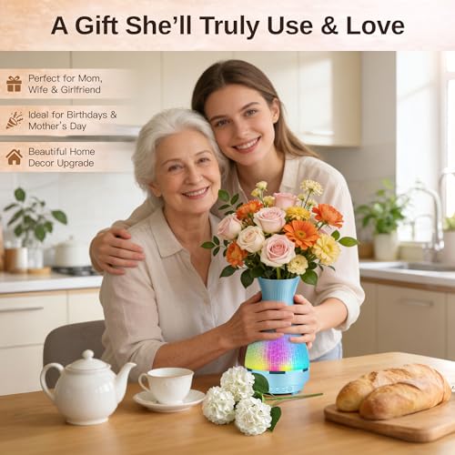 3-in-1 Vase Bluetooth Speaker With Ambient Light & White Noise, 8H Playtime, Water-Safe Flower Vase for Bedroom, Living Room Decor, Mother's Day,Birthday Gift for Women, Mom, Wife or Girlfriend - color: Blue