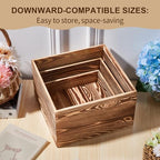 Garvee 6 Pack Wooden Risers Display Stands, 5/6/7/8/9/10 in Square Wood Cake Cupcake Stands, Buffet Food Risers, Decorative Wooden Crates for Party, Wedding, Christmas Decor, Brown