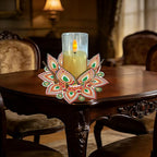 DIY Diamond Art Painting Candlestick Holders 5.71in Mandala Flower Shape Desk Candle Tray Tabletop Ornaments for Wedding Ramadan Party Home Table Centerpiece-Mandala10 - color: Mandala10