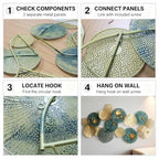 Large 3D Metal Wall Art, 50"L x 26"W Modern Blue & Gold Lotus Leaf Wall Sculpture, Luxury Coastal Home Decor for Living Room Bedroom, Elegant Gift for Housewarming Wedding Mother's Day for Homeowners