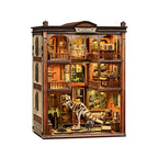 Dinosaur Museum Book Nook Kit - 3D Wooden Puzzle & DIY Miniature Dollhouse with LED Warm Light | Vintage Bookshelf Insert & Sturdy Bookends | Premium Creative Gift for Adults& Book Lovers - style: Dinosaur Museum