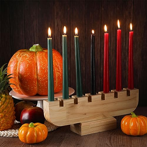 Sliner Kwanzaa Kinara Wooden Candle Holder Handmade Wood Tapers Candles Holders Africa Table Ceterpiece Taper Candlesticks Holders for Home Celebration Kwanzaa Party Decor(Natural) - color: Natural