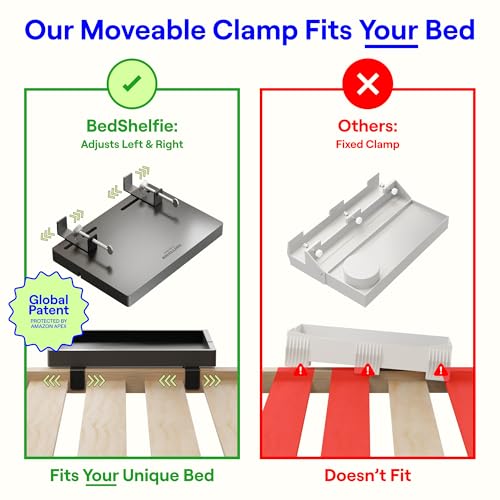 BedShelfie Wood Bedside Shelf for Bunk Bed & Top Bunk, College Dorm Room Essentials, Loft Nightstand, Floating Bed Side Table Tray Storage, Dorm Room Decor By Smallish - (Flexfit Bamboo, Natural) - color: Natural