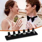 4 Pcs Black Velvet Ring Display, 6 Finger Rings Display for Ring Storage
