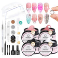 Beetles Solid Builder Gel for Nails,4 Colors Clear Pink White 3D Sculpting Gel Non-Sticky Hand Carving Nail Glue for 3D Nail Art with 3D Mold Chrome Powder Tools Salon DIY at Home,UV&LED Needed - color: Beetles Bubblegum Glow 3D Nail Art Gel Kit