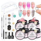 Beetles Solid Builder Gel for Nails,4 Colors Clear Pink White 3D Sculpting Gel Non-Sticky Hand Carving Nail Glue for 3D Nail Art with 3D Mold Chrome Powder Tools Salon DIY at Home,UV&LED Needed - color: Beetles Bubblegum Glow 3D Nail Art Gel Kit