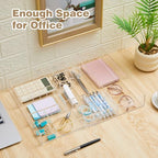 Briwooody 2 Pcs Acrylic Desk Drawer Organizer Maximum 11.8 x 17 x 1.9 Inch Expandable Drawer Organizer Trays with 7 Adjustable Compartments Desk Accessories for Makeup Silverware Office Bathroom - size: 11.8 x 17 x 1.9 Inch