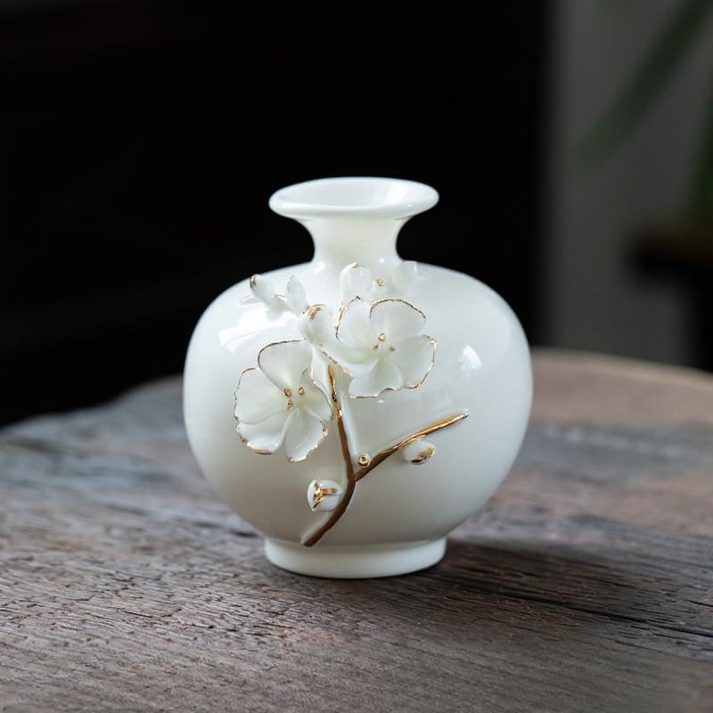 Handmade Ceramic Vase - Suet Jade Porcelain Flower Vase, Hand-Pinched Craft, Small Fresh Style Vase for Water-Cultured Flowers, Desktop, Home Decoration (Vases Type B) - color: Vases Type B