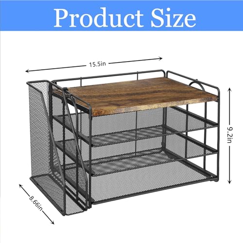 gianotter 4-Tier Paper Organizer With Magazine Holder, Desk Organizers and Accessories, Desk Accessories & Workspace Organizers, File Organizer for Office Supplies Storag (Wood, 4-Tier) - color: Wood, size: 4-Tier