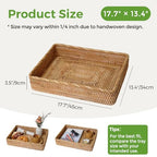 Wicker Storage Tray, Rattan Basket Rectangular for Bathroom Living Room, Decorative Serving Woven Trays Wicker Baskets for Organizing Home Decor XL(17.7" × 13.4") - style: XL (17.7" × 13.4")
