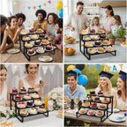 Thyle 4 Pack 13.8" Wood Tiered Display Stand 4 Tier Wooden Cupcake Display Riser Wedding Cupcake Shelf Cologne Stand for Men Vendor Booth Organizer Shelf for Wedding Bridal Shower Graduation Party