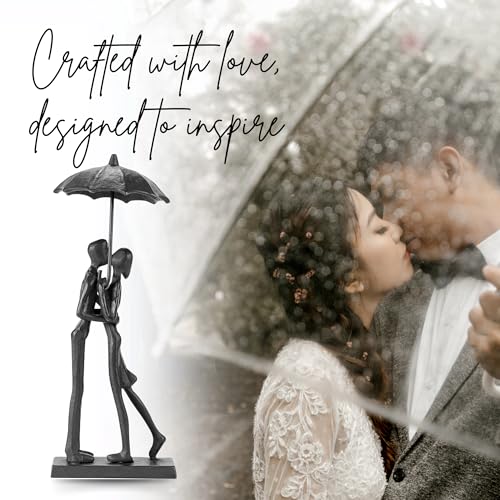 Modern Sculptures Home Decor Affectionate Couple Statue Kissing Under Umbrella Figurine Statues for Bedroom Décor Hand Sculptures for Living Room Romantic Figurines - style: Kissing Under Umbrella