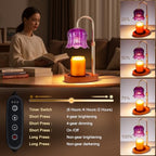 Candle Warmer Lamp Adjustable Timer Electric－Purple Flower-Shaped Wax lamp - color: Purple