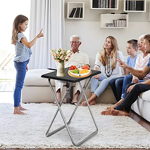 Garden 4 you Folding TV Tray Table,TV Dinner Table with Sturdy MDF Top,Eating Trays for Living Room with No Assembly Required, 2PCS (Black) - color: Black, size: 2pcs