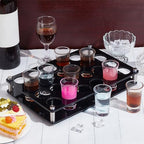 NBEADS 24 Shot Glass Tray Holder, Black Bar Acrylic Shot Glasses Holders Wine Glass Cup Serving Tray Cups Organizer Shot Glass Display for Party Bar Club, Hole: 1.5 Inch - color: Black