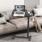 Overbed Bedside Table with Wheels,Tiltable Hospital Bed Table, Pneumatic Adjustable Overbed Table, Rolling Laptop Desk, Mobile Standing Desk for Bed, Couch, or Hospital Use - color: Black