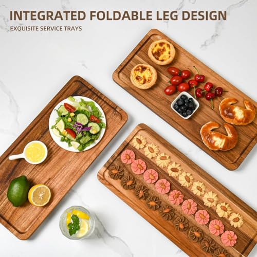 GEHE 3 Tier Serving Stand, Acacia Wood Dessert Table Display Cupcake Stand, Rustic Foldable 3-Tiered Serving Trays & Platters, Large Charcuterie Board for Birthday Wedding Bridal Shower Tea Party