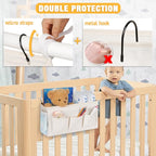 Lilithye Bedside Caddy Organizer with Fixed Straps and Water Bottle Holder for Home, College Dorm, Hospital, Crib and Bunk Bed (2pcs White) - color: 2pcs White