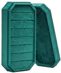 Velvet Ring Organizer Display Tray Jewelry Box Earring Holder Case for Wedding Birthday Christmas Day (Green) - color: Green
