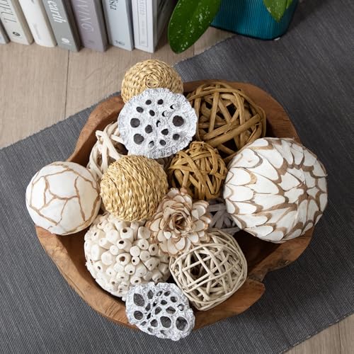 ANDALUCA Large Decorative Vase Filler Bag with Orbs, Balls (Beige) - color: Beige