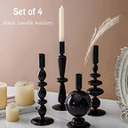 Candle Stick Candle Holder, Glass Candle Holders for Table Centerpiece, Modern Style Black Candle Holder Mixed 4pcs - color: Black