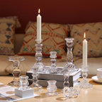 Mumufy 10 Pcs Glass Crystal Taper Candle Holders Clear Glass Candlestick Holder Fit 0.8 Inch Candles Crystal Decorative Candle Stand Centerpiece Table Wedding Dining Party (Classic,Clear) - color: Clear