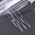 150 Pcs Nail Swatch Sticks with Ring, Clear Pointed Shaped Nail Art Polish Display Tips, Stiletto False Nail Sample Sticks, Nail Practice Color Display Board Manicure Home DIY Salon Supplies - color: Clear Stiletto Shaped