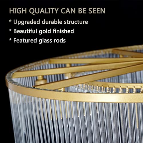 Gold Glass Chandelier Lighting Modern, 10 Light 2 Tier High Ceiling Chandelier Fixture Foyer Dining Room Ceiling Hanging Pendant Lighting Living Room 32" - size: Medium Gold (32" x 70")