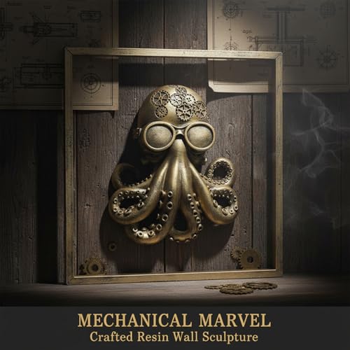 JJALIGHTS Exquisite Resin Animal Head Wall Sculpture (Gift Metal Frame) - octo Imitation Copper Vintage Decor for Living Room, Bedroom & Office | Decorative Wall Hanging Art (Octopus) - color: Bronze Octopus