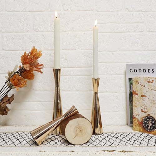 Taper Candle Holders Metal Candlestick Holders Set of 3 Table Mantel Decorative Candle Stand for Dinning,Party，Wedding,Home Decor(Gold) - color: Gold