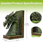Copper Dragon Bookends for Shelves - 2 Pairs Heavy Book Ends, Objects Home Office Desk Bookshelf Decor - Unique Housewarming Gifts