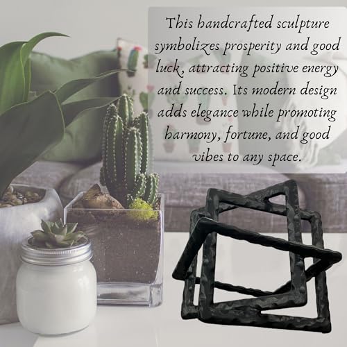 Medium Decorative Aluminum Modern Art Sculpture for Coffee Tables & Consoles Abstract Geometric Design, Black Matt Finish | Collectible Figurines