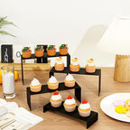 Black Matte Metal Display Stand,8 Pcs 2 Set Display Risers, Metal Rectangular Display Shelf Holders for Showcase, Dessert, Perfume, Vendor Events, Cupcake Stands, Toys Display Shelves ( 8Pcs-Black, 7”L~8”L~9”L ) - color: 8Pcs-Black