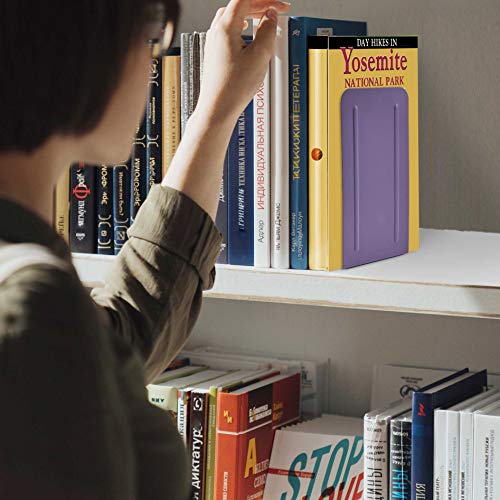 Acrimet Steel Metal Bookends for Shelves, Heavy Duty, for Large Books, 6 7/8" Tall X 4" Wide X 4 1/2" Deep, Purple Colored, 1 Pair - color: Purple