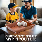 Personalized Baseball Leather Valet Tray with Engraved Name – Custom Nightstand Organizer for Men, Perfect Dad Birthday Gift Idea for Husband, Boyfriend or Father’s Day - style: Baseball