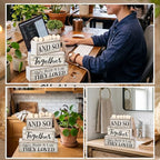 4 Pcs Farmhouse Home Decoration Wooden Tabletop and So Together They Built a Life They Loved Decor Motivational Tiered Tray Decor Rustic Block Sign Retro Bead Garland Table Centerpiece for Shelf Desk - style: and So Together
