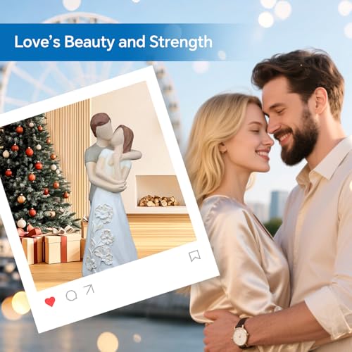 White Couple Embracing Resin Figurine, 6.1" H, Romantic Gifts for Him & Her, Abstract Romantic Design, Engagement Anniversary Wedding Keepsake Home Decor - style: White Couple Embrace