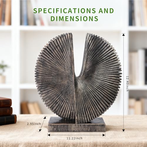 Modern Abstract Round Decorative Sculpture , Dining Living Room Desk Decor,Geometric Home Decor Statues,Shelf Top Decor Aesthetics,making it perfect for placing coffee tables or office shelves - color: 12.4"bronze Colored